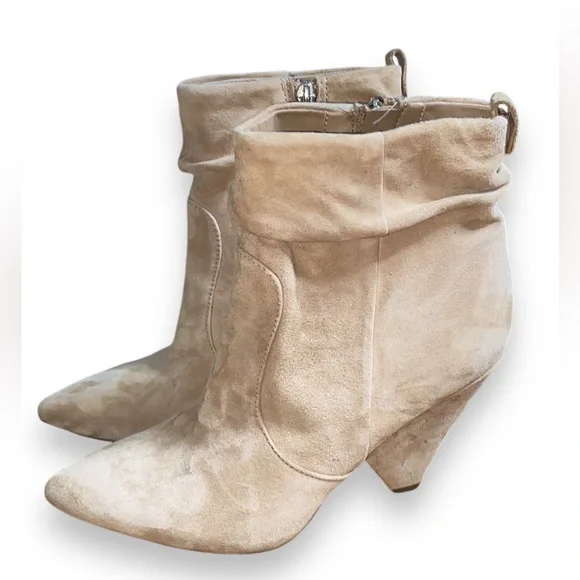 Sam Edelman Roden Women's Pointed Toe Camel Suede Ankle Slouch Booties - Picture 9 of 9